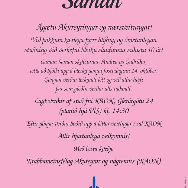 Göngum saman á Bleikum degi 14.október