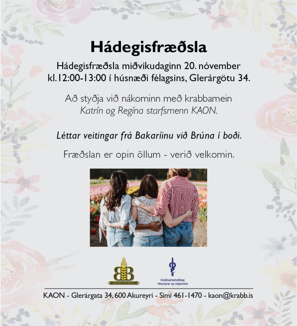 Hádegisfræðsla miðvikudaginn 20.nóvember kl.12-13