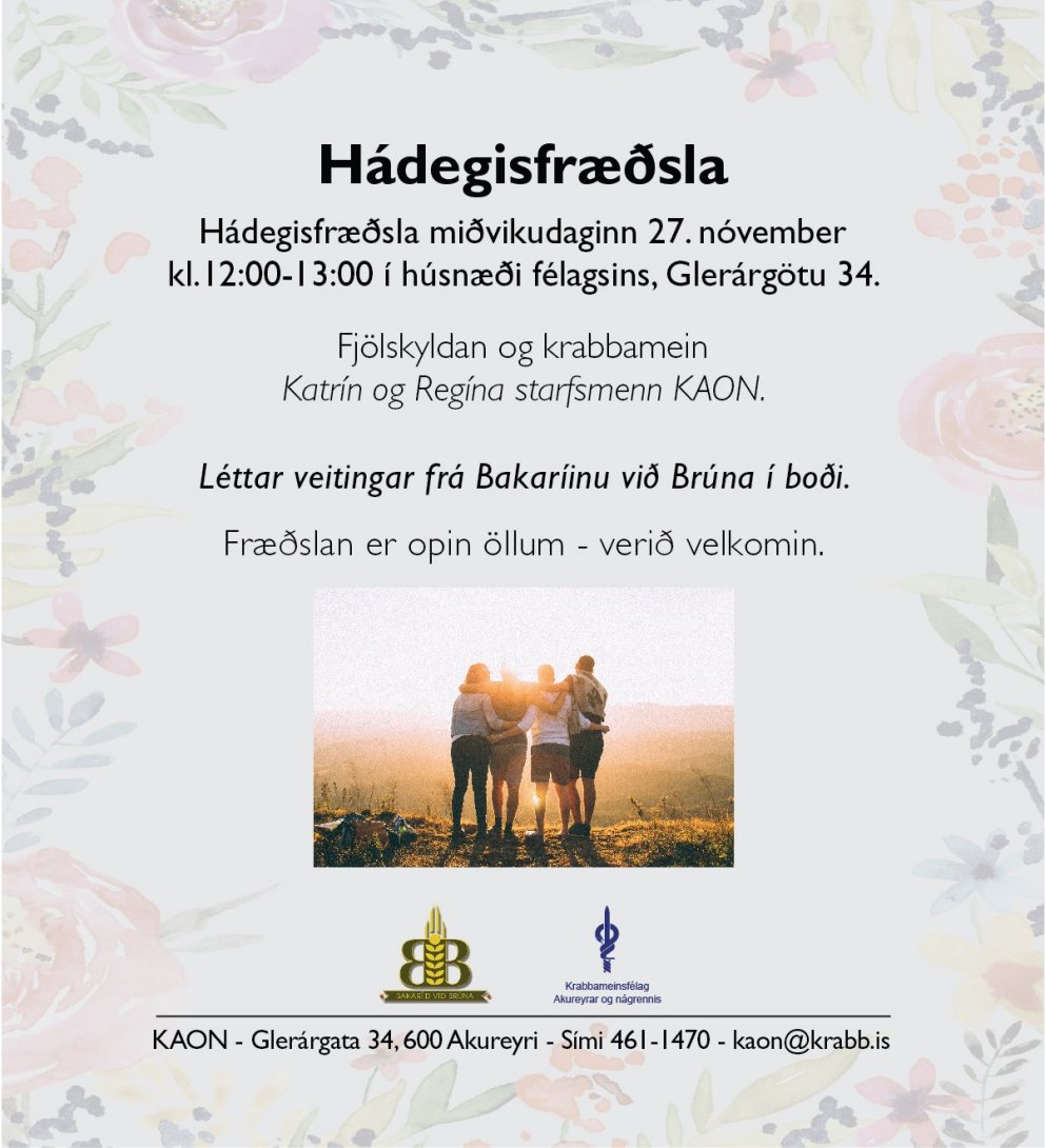 Hádegisfræðsla miðvikudaginn 27. nóvember kl.12-13