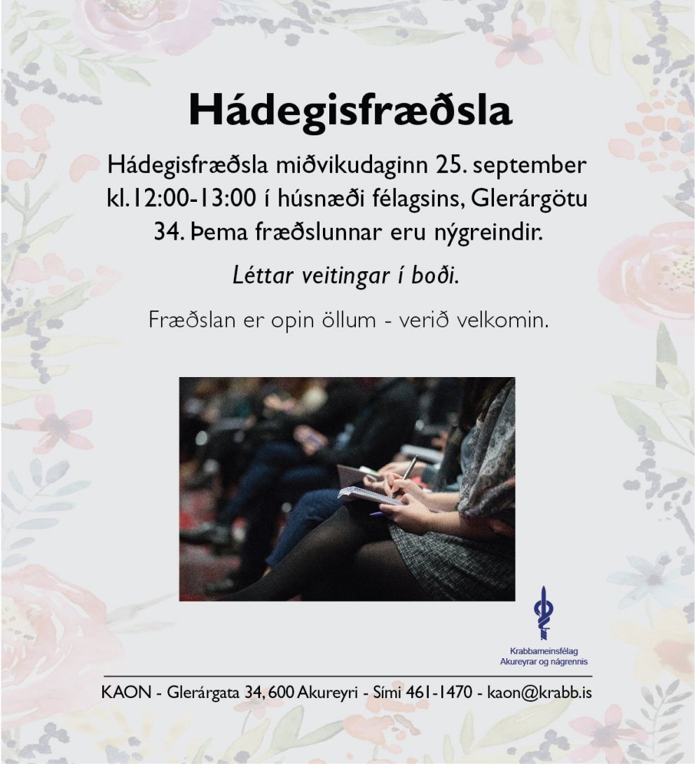 Hádegisfræðsla miðvikudaginn 25.september