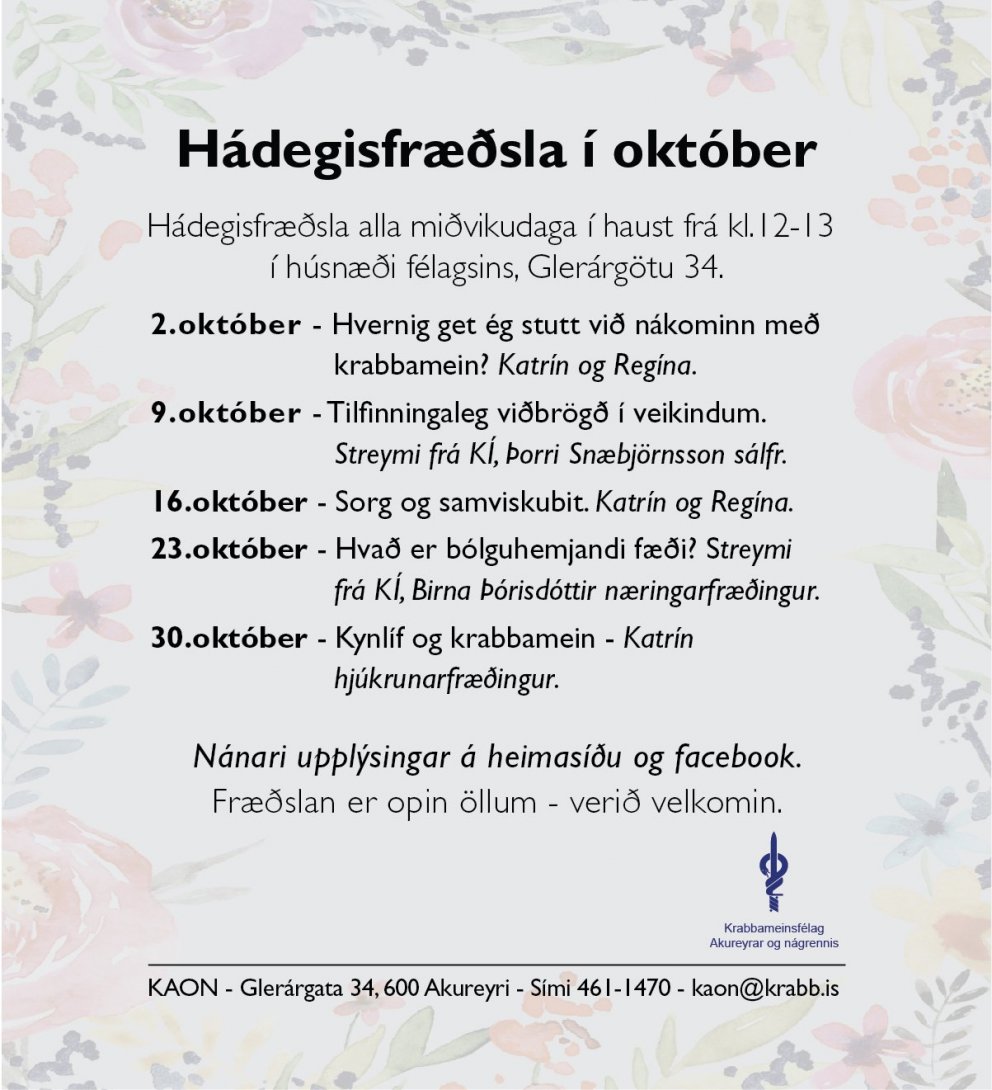 Hádegisfræðsla í október