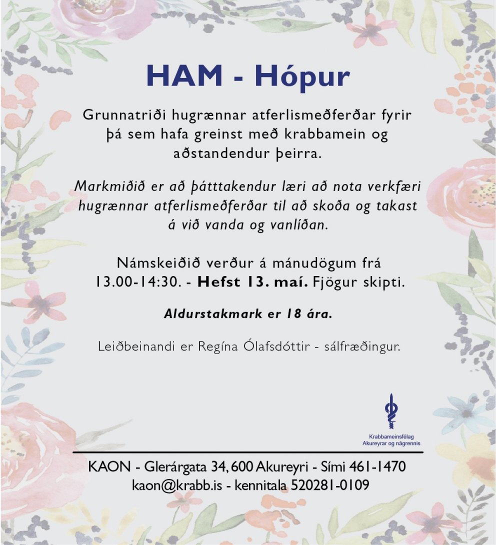 HAM hópur - hefst mánudaginn 13.maí