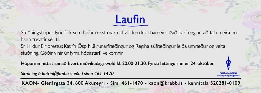 Laufin - Stuðningshópur fyrir fólk sem hefur misst maka af völdum krabbameins.