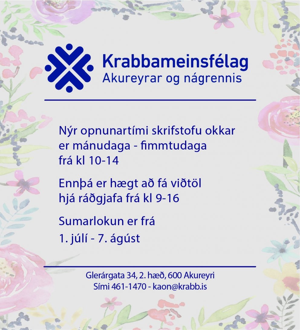 Nýr opnunartími skrifstofu okkar!