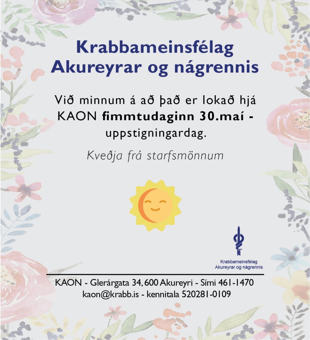 Uppstigningardagur - lokað