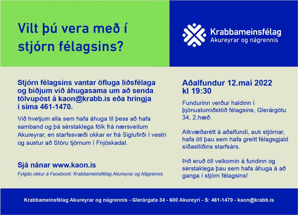 Vilt þú vera með í stjórn félagsins?