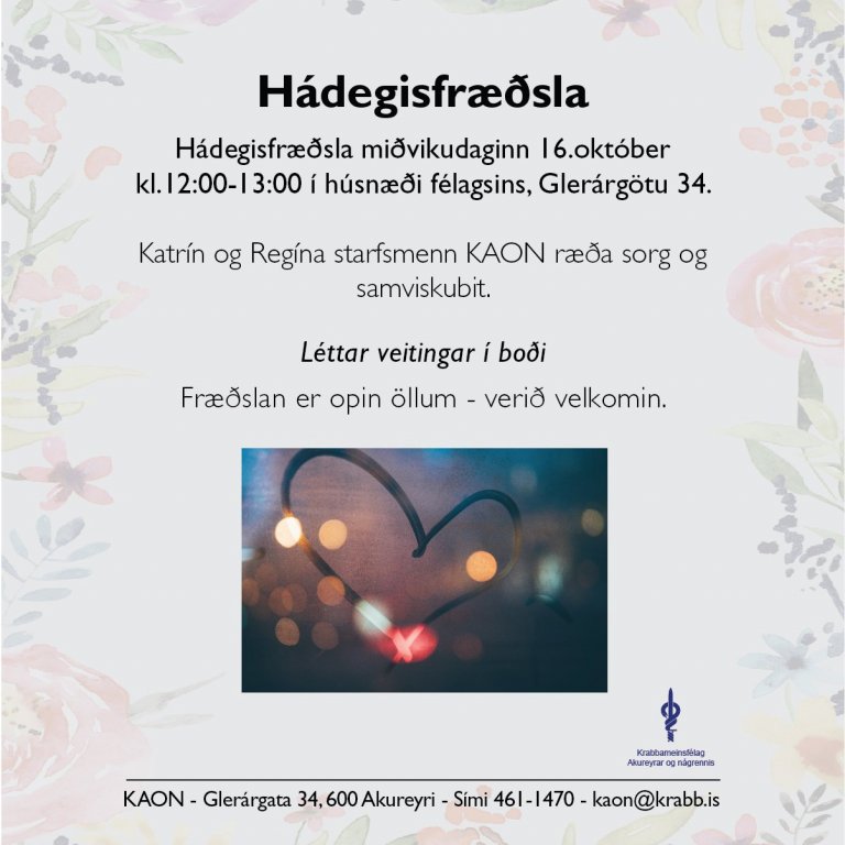 Hádegisfræðsla miðvikudaginn 16.október
