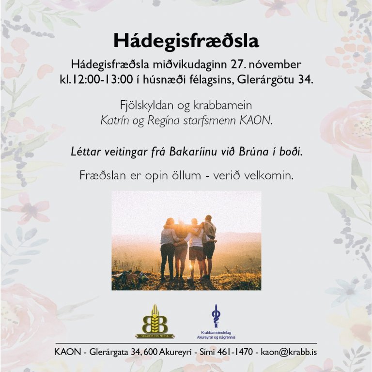 Hádegisfræðsla miðvikudaginn 27. nóvember kl.12-13