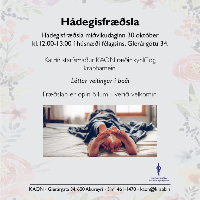 Hádegisfræðsla miðvikudaginn 30.október kl.12-13