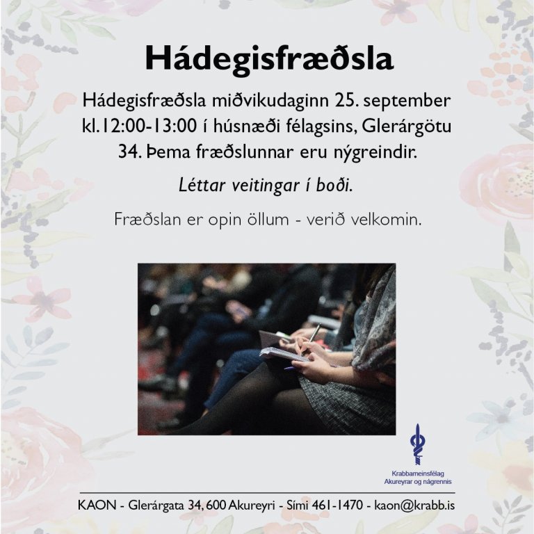 Hádegisfræðsla miðvikudaginn 25.september