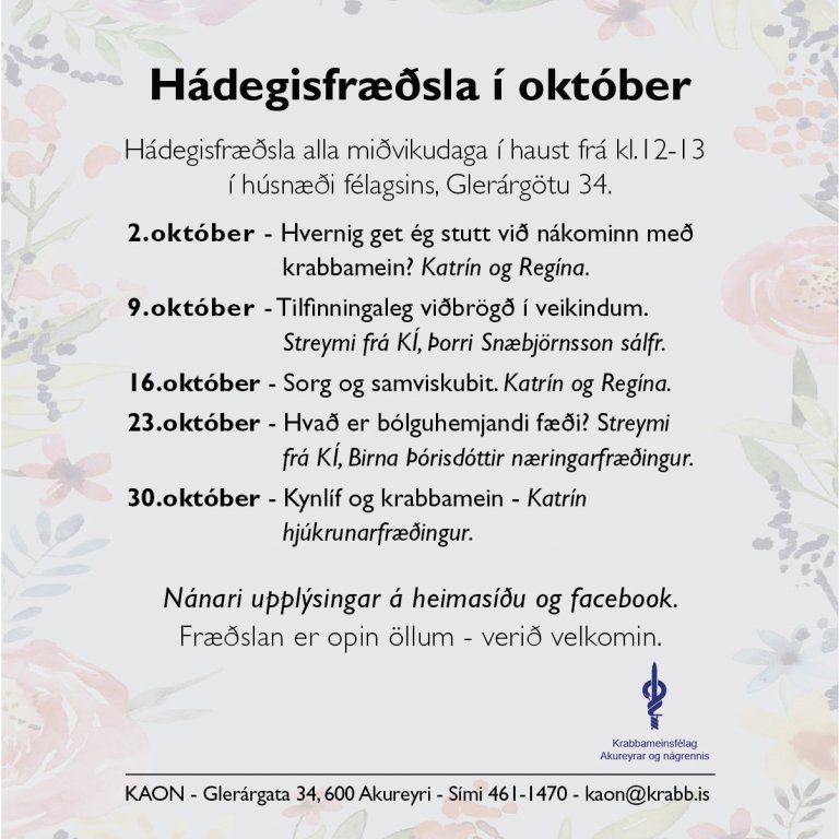 Hádegisfræðsla í október