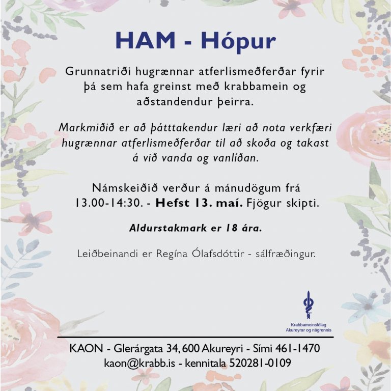 HAM hópur - hefst mánudaginn 13.maí